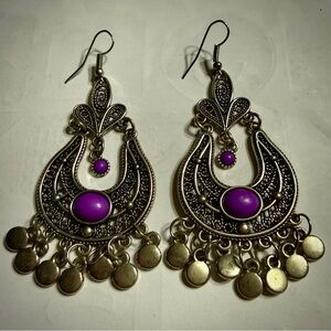 Elegant Silver and Purple Dangle Earrings